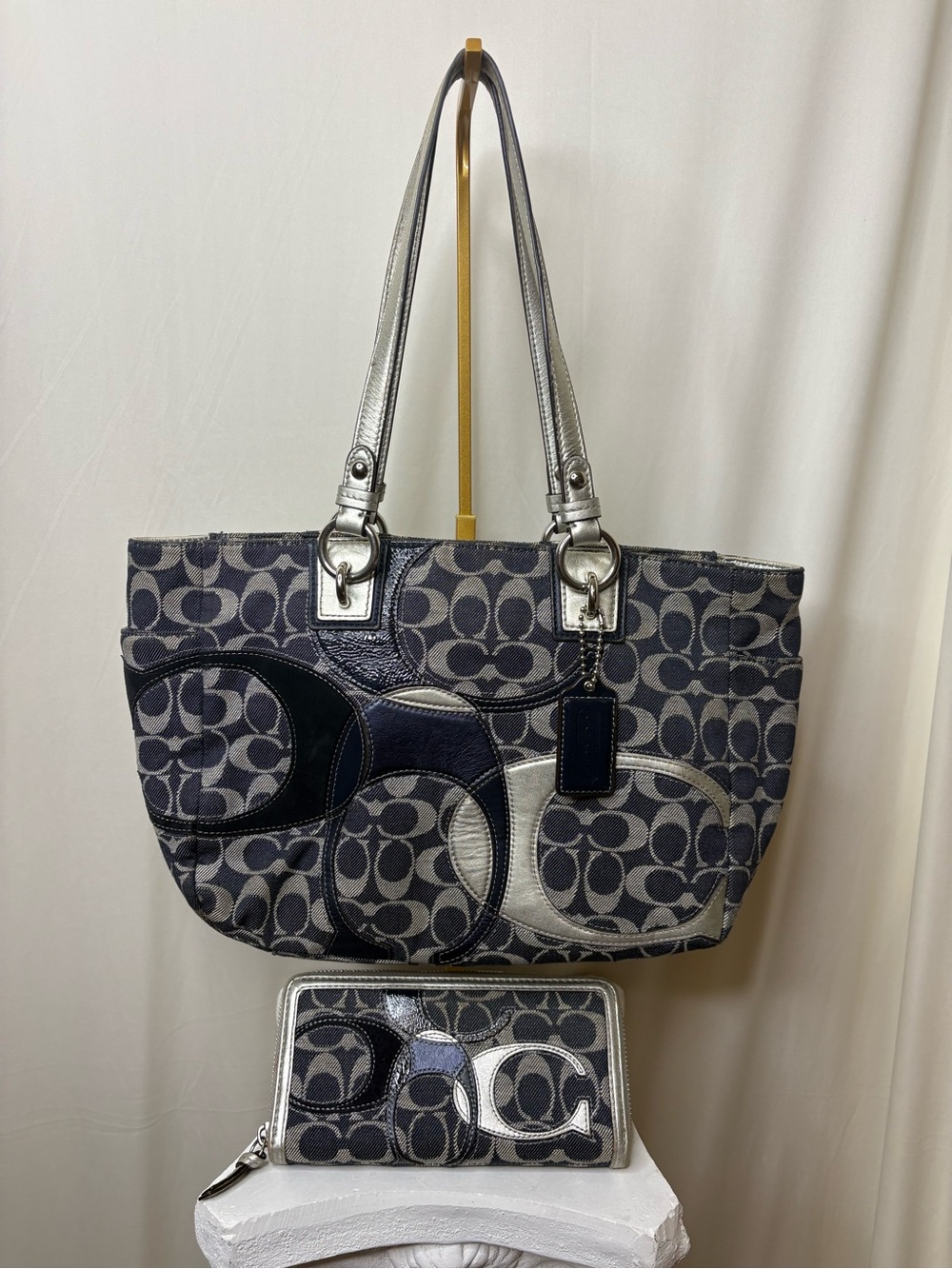 Coach Indigo Patchwork Tote with Matching Wallet 🤍